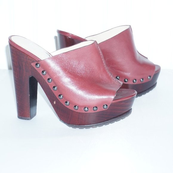 Michael Kors Leather Wooden Open Toed Sandals - Picture 1 of 6